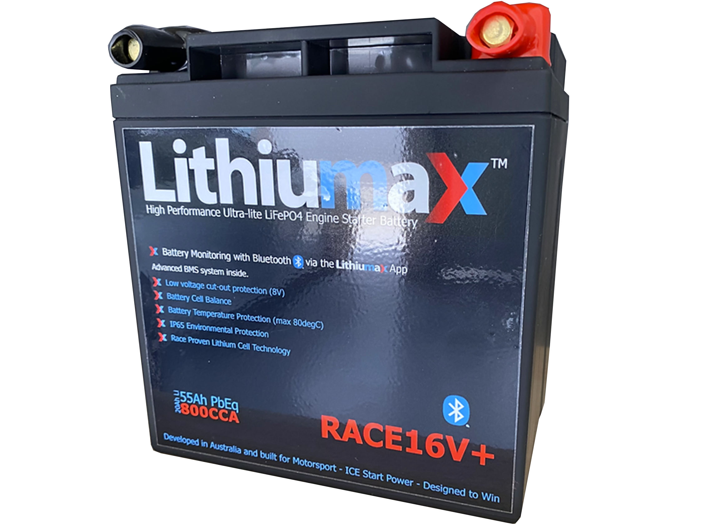 Lithiumax RACE16V+ Bluetooth 800CA ULTRA-LITE Battery - Plazmaman